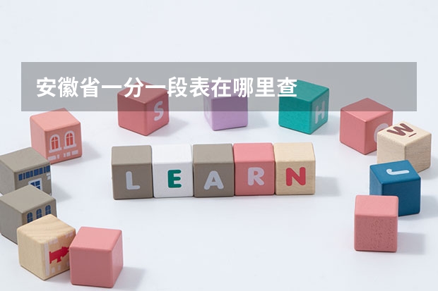 安徽省一分一段表在哪里查